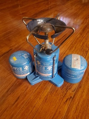 Lot Of 2 Camping Gaz C206 Fuel Cartridges + Bleuet S 200 Single Burner Stove