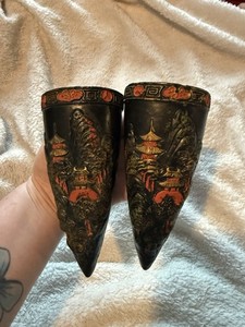 Lot Of 2 Japanese Wall Black/Red Wall Sconce