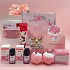 Bath Set Pamper Gifts for Women, Rose Hampers Valentines Day Ideas Gifts For Her