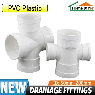 PVC 4-Way Cross Equal/Reducer Drainage Pipe Connectors Tube Fittings Adapters