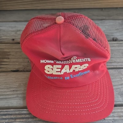 Sears Home Improvements Red Mesh Trucker Hat Department Store Advertising
