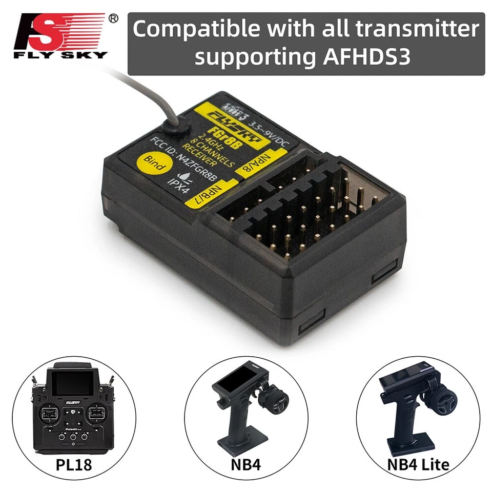 FlySky FGr8B 2.4G 8CH Receiver PWM/PPM/i-bus for NB4 Lite AFHDS 3 Transmitter - Image 2 of 4