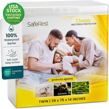 Waterproof Mattress Protector Twin Size Soft Fitted Bed Cover 18 Deep Pockets