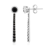 Cavill Ohrringe Damen Sterling Silber 925 Platiniert Schwarzer Spinell Rund 28Mm