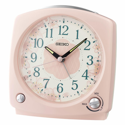 Seiko Qhp012Plh Non Ticking Melodies And Bedroom Alarm Clock Pink 4.7 X 5 Inches