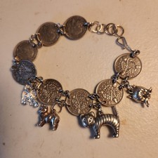 ** Great Britain ** George V ** Silver Three Pence Bracelet ** 7.25 Inches