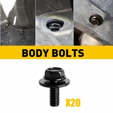 20x Body Bolts Screws Fastener Fender M6-1.0x 16mm Long- 10mm Hex- 17mm Washer