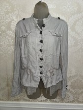 Free People Linen Blend Long Sleeve Button Front Jacket Size XS