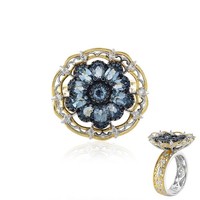 Cavill Ring Aquamarin 1,70Ct Sterlingsilber 925 Floral Blau Damen