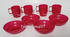 Tupperware Mini Party Play Set 4 Bowls Mugs Starlight Lipstick Red Kids Toys