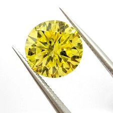 1ct Lab Grown Diamond Moissanite Lemon Yellow Round (6.5mm) Flawless - GRA Cert.