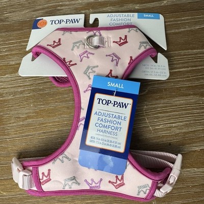Top Paw Comfort Harness Small Pink Princess Crowns Mesh