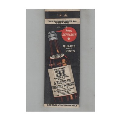Full Length Matchbook Cover Thirty One Brand A Blend Of Straight Whiskeys