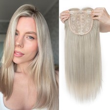 6x6 inch Large Lace Base Women Real As Human Hair Topper Clip In Hairpiece Bangs