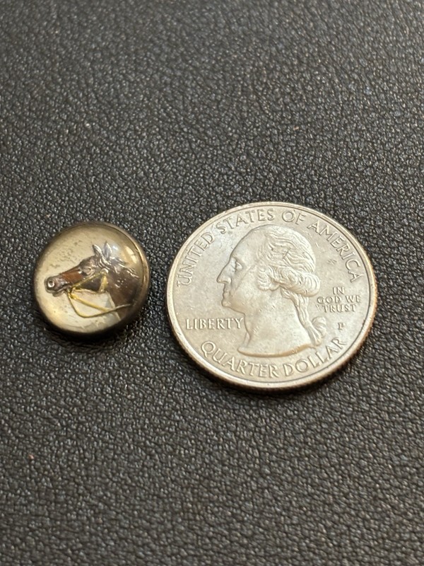 Antique Equestrian Horse Head Sterling Dome Button? 3/4"