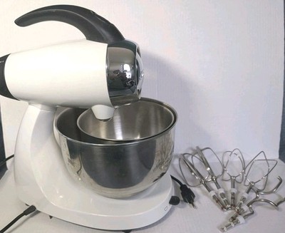 Sunbeam Mixmaster Heritage 2346 White Mixer Set 2 Bowls Whisks Beaters Hooks 