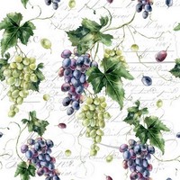 20 Servietten Vignes & Feuilles Saftige Weintrauben BläTter Weinlese 33X33Cm