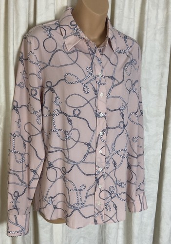 The Shirt by Rochelle Behrens Top Womens Button Up Signature Blouse Size L - Picture 2 of 8