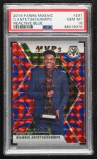 2019-20 Mosaic MVPs Reactive Blue Prizm Giannis Antetokounmpo PSA 10 GEM MT 04ag