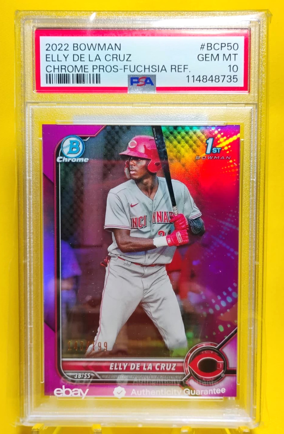 2022 Bowman Chrome #BCP50 Elly De La Cruz Pink Fuchsia Refractor /199 PSA 10
