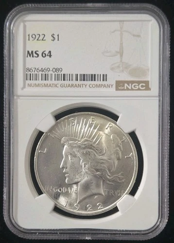 1922 $1 Peace Silver Dollar NGC MS64