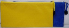 2 Pencil Pen Cosmetic Zipper Pouch Case Bag Yellow Blue