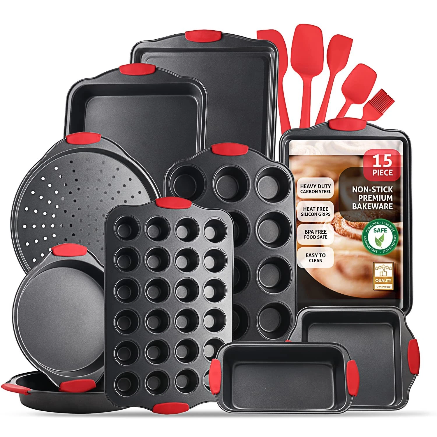 Baking Pan Set, 15 Piece Premium Nonstick Bakeware Sets BPA Free, Cookie Shee...