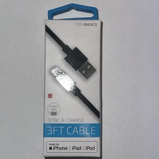 Techbasics Iphone Cable 3ft Rapid Charge Iphone, Ipad, Ipod