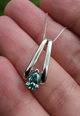 2.30 Ct Certified Treated Stunning Blue Diamond Solitaire Pendant In 925 Silver