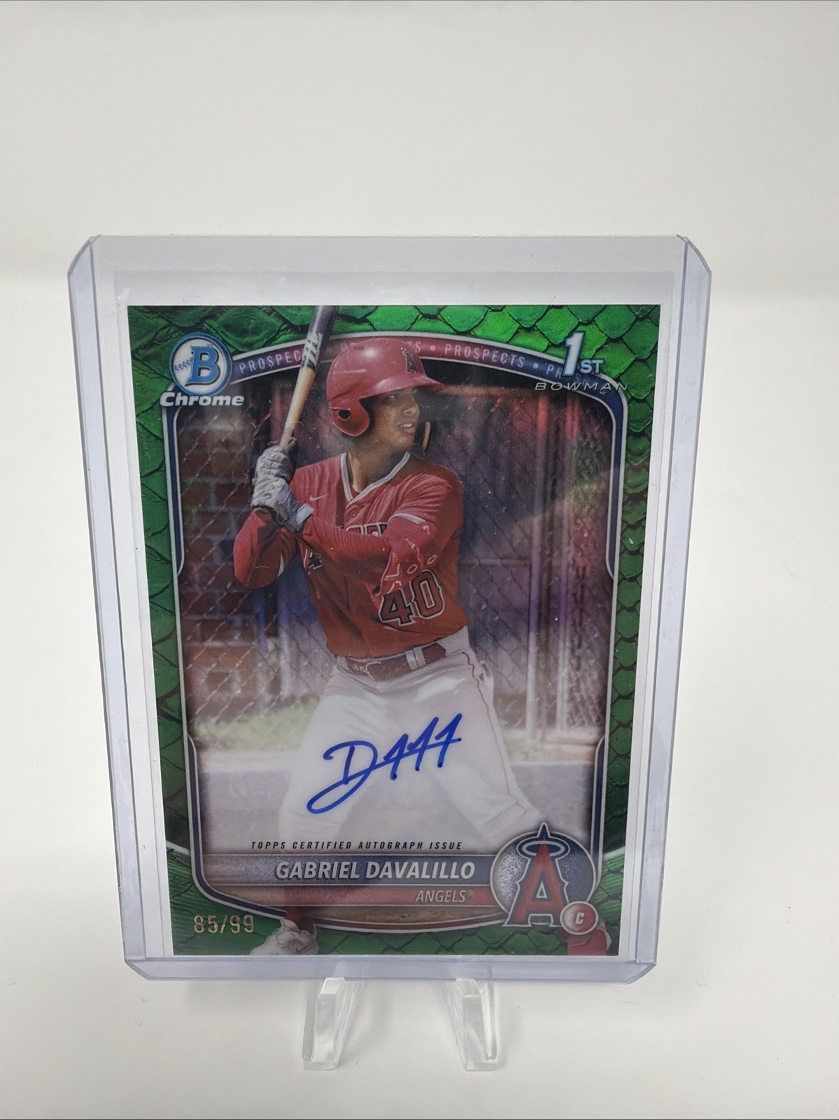 2025 BOWMAN CHROME 1ST GREEN REPTILIAN GABRIEL DAVALILLO AUTO /99 Q4354