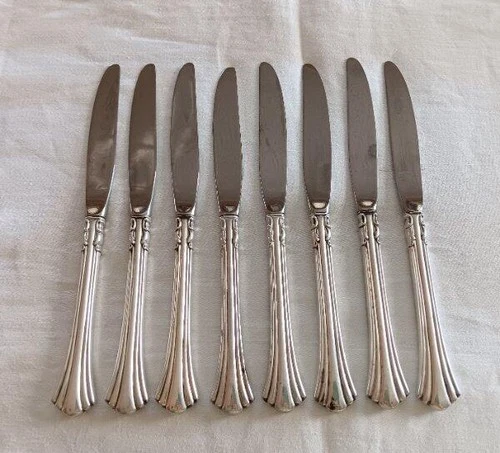 Set 8 Reed Barton Sterling Silver Eighteenth Century Dinner Knives Scrap or Not