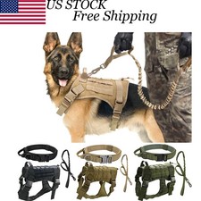 Tactical Dog Vest Harness Military Dog Training Collar Leash for Working Dog