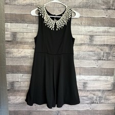 FREE PEOPLE Women's Black Waffle Knit Open Back Mini Dress Medium