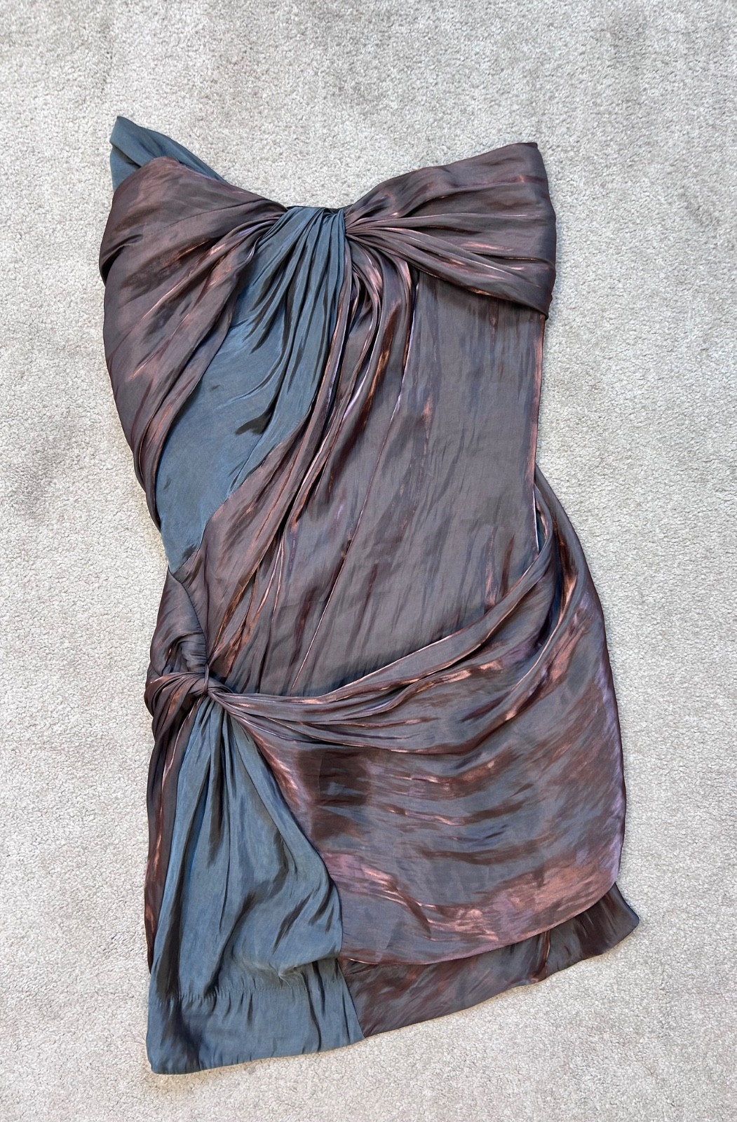 AllSaints Rust Grey Dress Womens Strapless Draped Mini UK Size 10