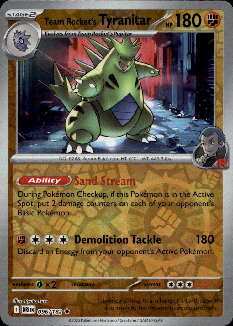 Team Rocket's Tyranitar Destined  Rivals  Reverse Holo96/182 Pokemon NM