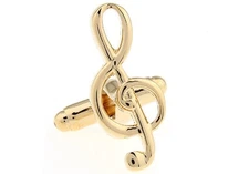 Treble Clef Music Note Pair Cufflinks in a Presentation Gift Box & Polishing ...