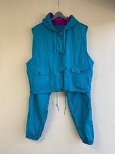 Vintage 80s East West Windbreaker Jacket Pants Set Retro Tracksuit size, M