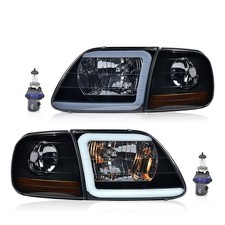 For 1997-2004 F150 Expedition Black Led Tube Headlights Corner Parking Lights For 1997-2004 F150 Expedition Black Led Tube Headlights Corner Parking Lights