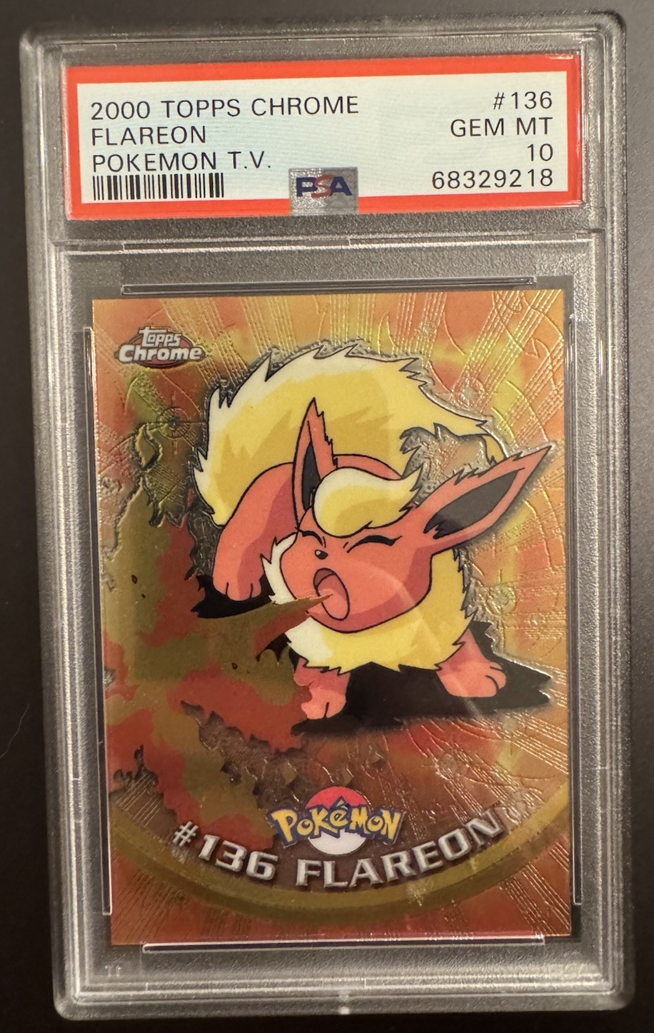 2000 TOPPS CHROME POKEMON T.V. #136 FLAREON PSA 10 GEM MINT LOW POP 59