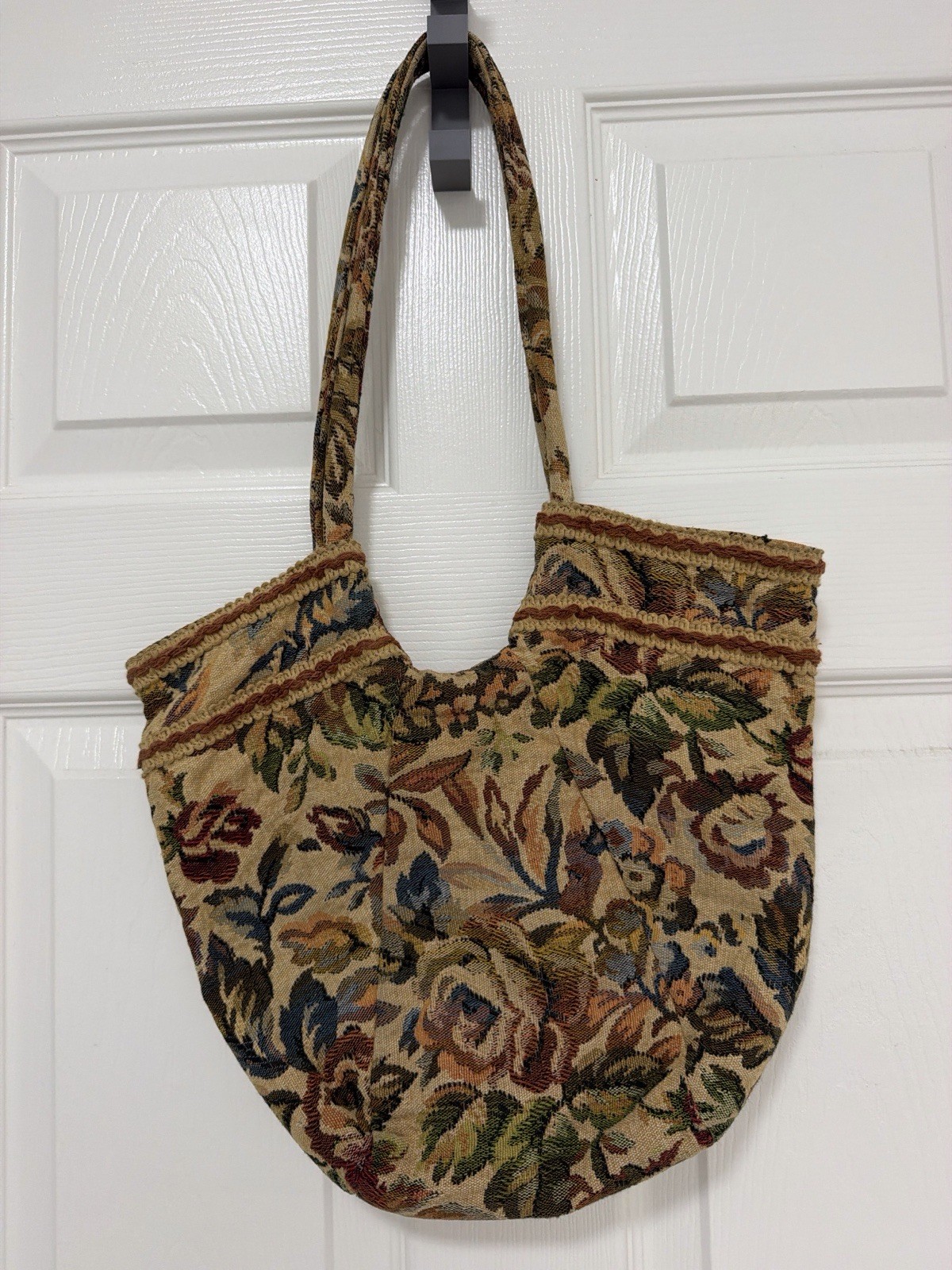 Vintage Floral Tapestry Shoulder Bag Cottagecore Slouchy Boho Purse