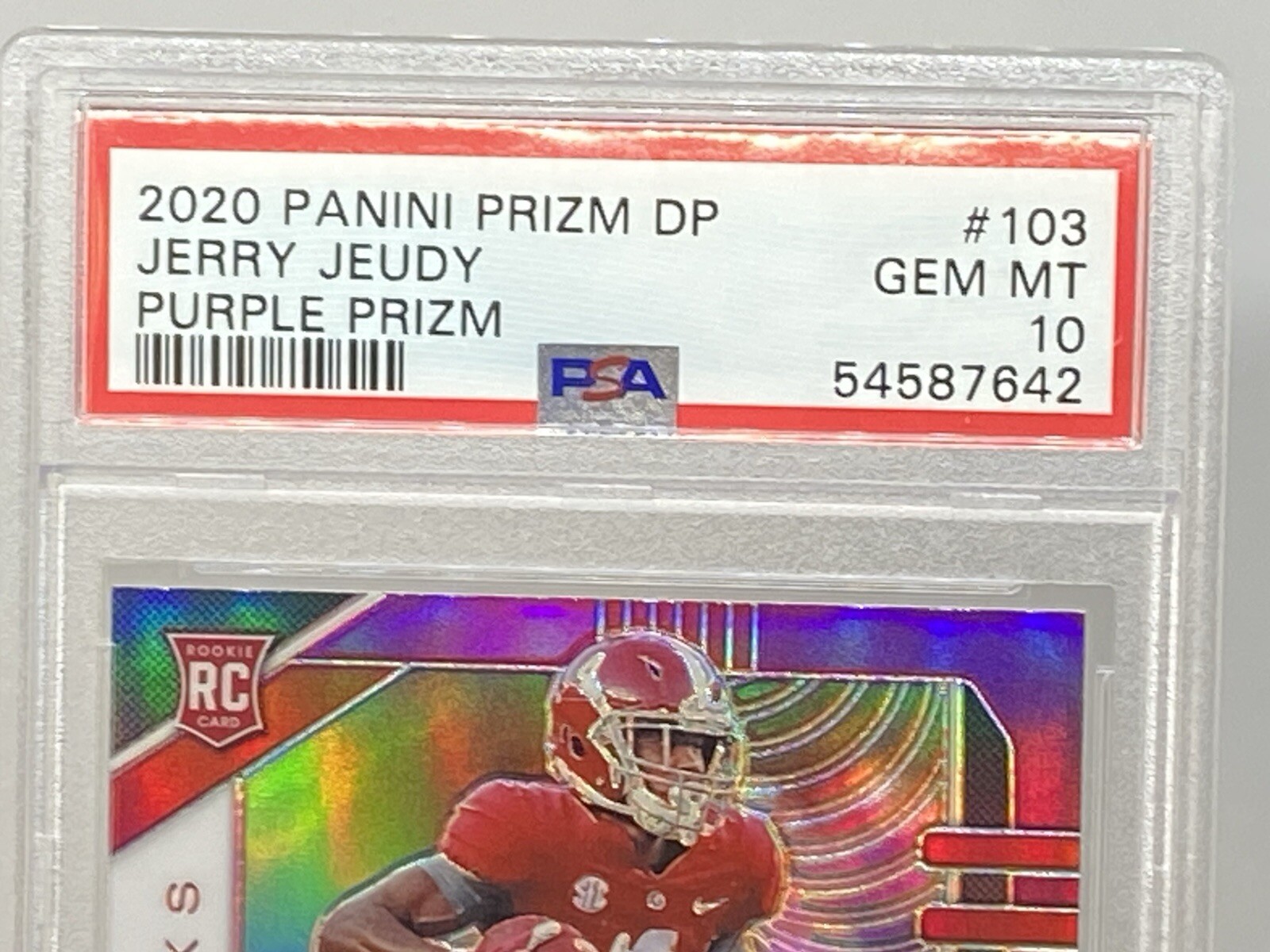 2020 SP JERRY JEUDY Panini PURPLE PRIZM Draft Picks Rookie RC PSA 10 POP 20 view 3