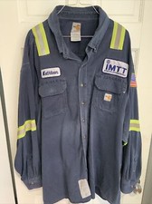 Preowned Carhartt Size 4XL navy Blue Reflect FR Shirt 63680-20 CAT2  Kathleen