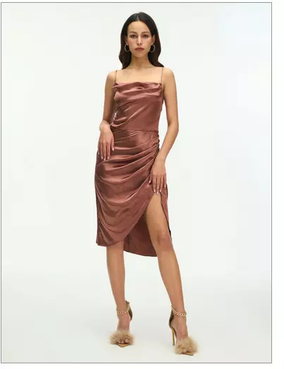 Cowl satin top midi dress