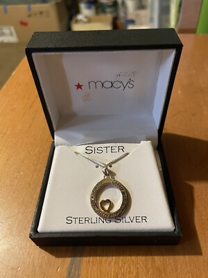 Macys Sterling Silver necklace New In box Sister Gift