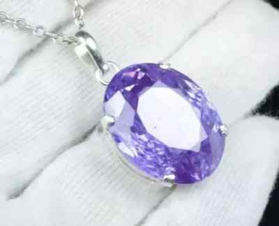 A+ Natural Lavender Zircon 925 Solid Silver Pendant 50 Ct+ Certified Gemstone
