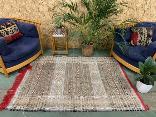 Vintage Moroccan Vegan Silk/Wool Berber Kilim 175x120 cm Kelim Rug