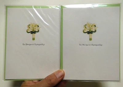 2 Papyrus Cards High Quality Calla Lilies IN DEEPEST SYMPATHY Thinking of You