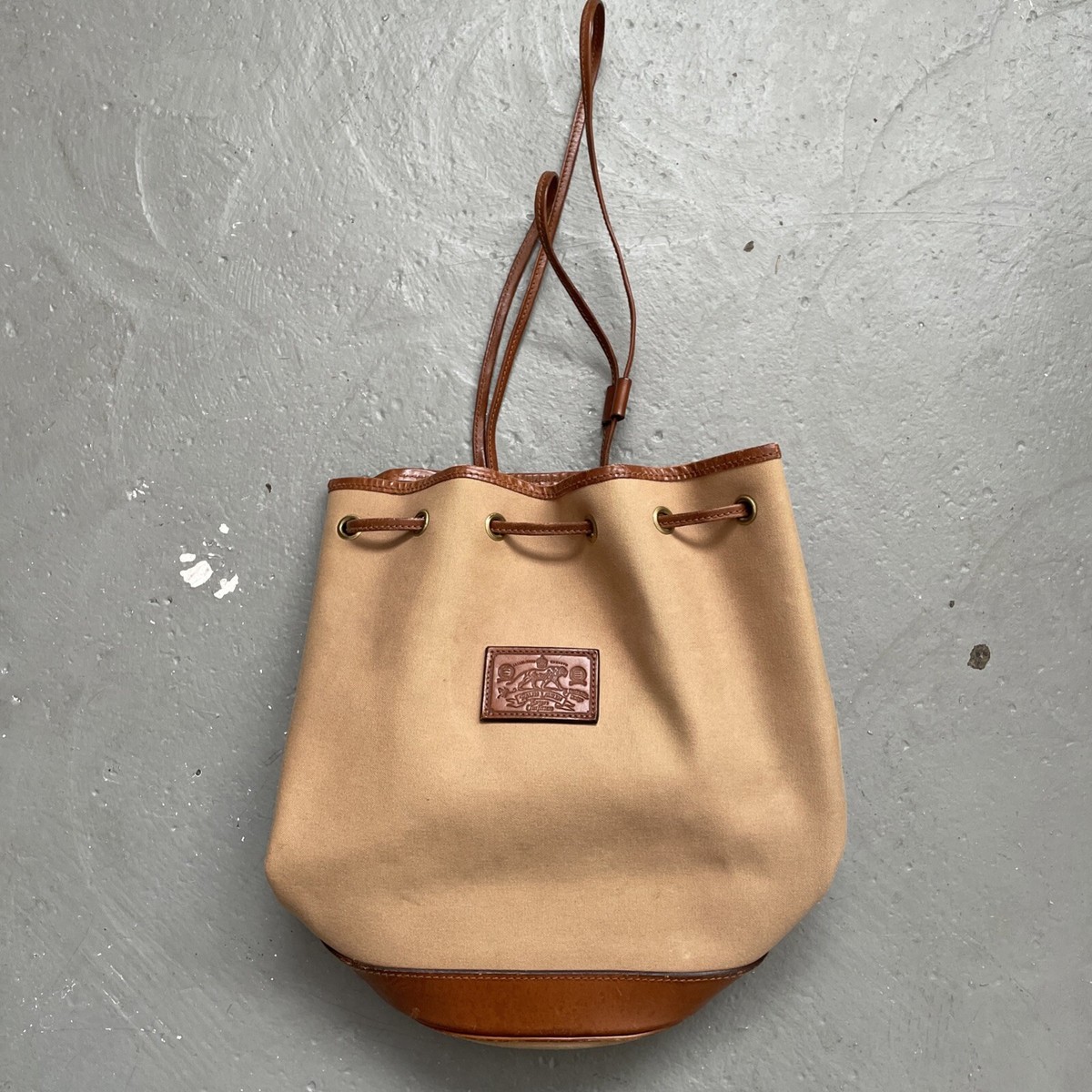 Vintage Polo Ralph Lauren Safari Leather Canvas Bucket Shoulder