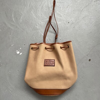 Vintage Polo Ralph Lauren Safari Leather Canvas Bucket Shoulder