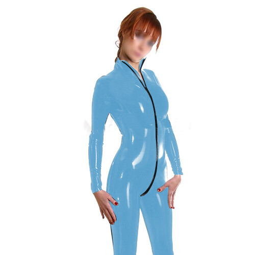 Latex Rubber Catsuit Front Zipper Wetlook Gummi Bodysuit Sexy Tight Ganzanzug - Bild 2 von 21